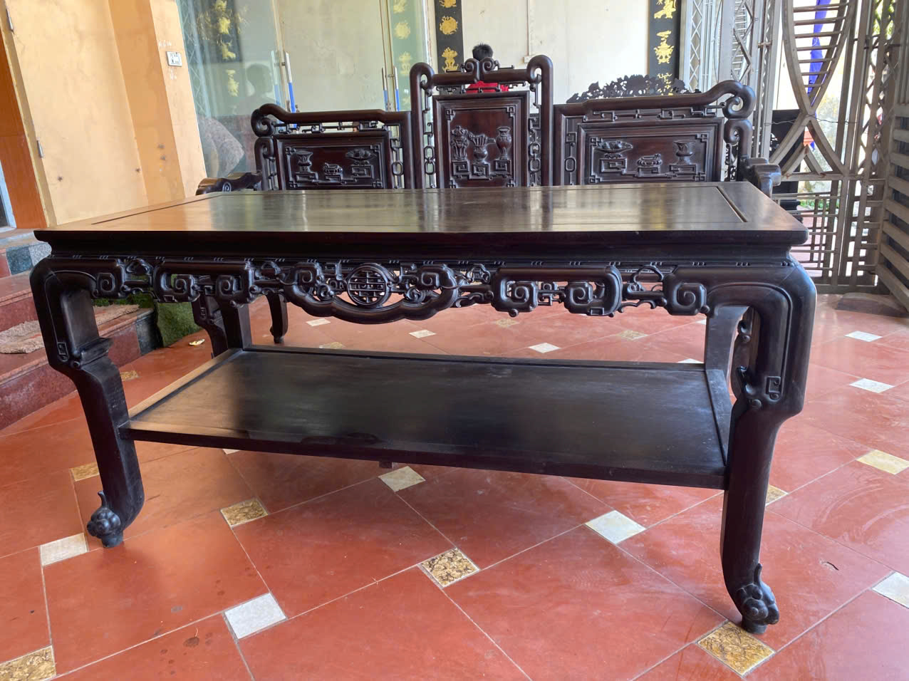 Hình ảnh chi tiết  Bộ trường kỷ Tam sơn gỗ gụ Vo8
